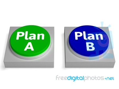 Plan A B Buttons Shows Decision Or Strategy Stock Image
