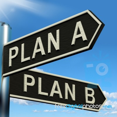 Plan A Or Plan B Choice Signpost Stock Image