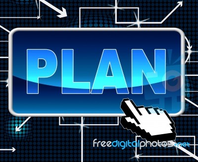 Plan Button Means Project Programme And Web Stock Image