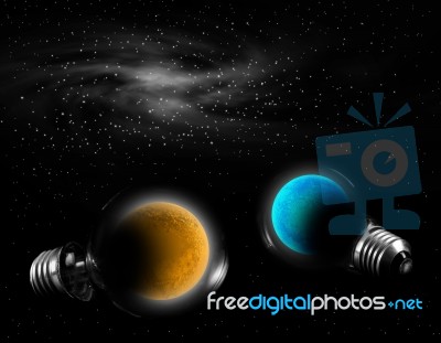 Planet In Lamp Stock Photo