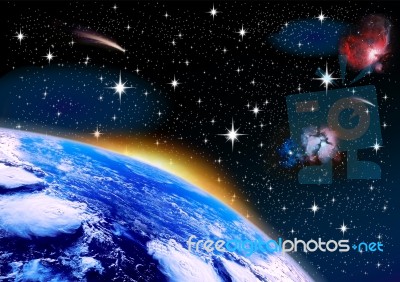 Planet With Stars Stock Image