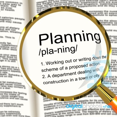 Planning Definition Magnifier Stock Image