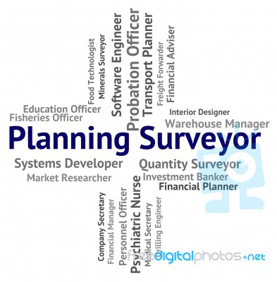 Planning Surveyor Indicates Mission Surveying And Work Stock Image