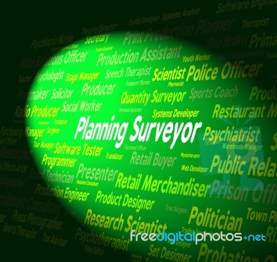 Planning Surveyor Shows Target Surveys And Jobs Stock Image