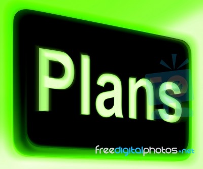 Plans Sign Shows Objectives Planning And Organizing Stock Image