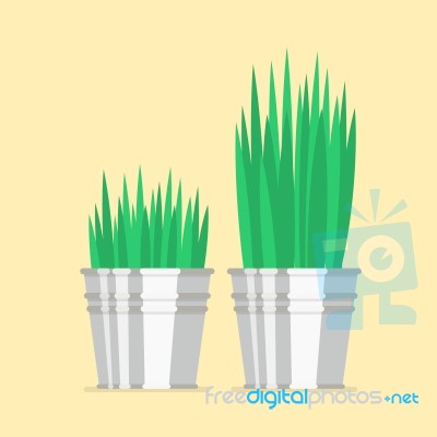 Plant In Zinc Pots Flat Icon Stock Image