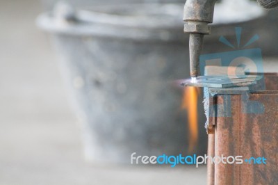 Plasma Cutting For Workpieces Stock Photo