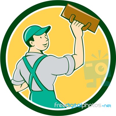 Plasterer Masonry Trowel Circle Cartoon Stock Image