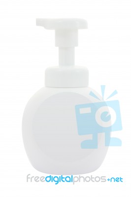 Plastic Bottle Dispenser Pump On White Background Stock Photo