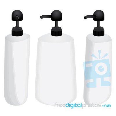 Plastic Bottle With Black Dispenser Design Set Isolated On White Background Stock Image