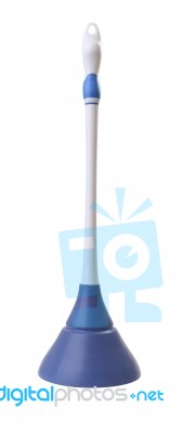 Plastic Handle Toilet Plunger On White Background Stock Photo