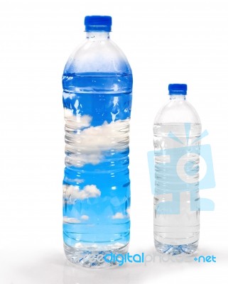 Plastic Water Bottles On White Background Stock Photo