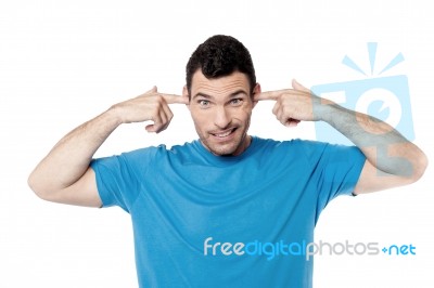 Please, Stop Making Loud Noise ! Stock Photo