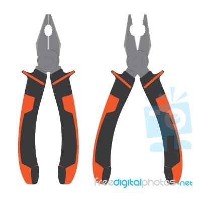 Pliers. Pliers With Orange And Black Isolated On White Background Stock Image