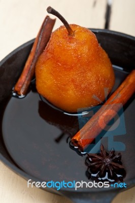 Poached Pears Delicious Home Made Recipe Stock Photo