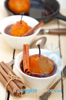 Poached Pears Delicious Home Made Recipe Stock Photo