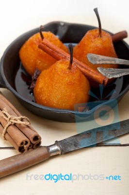 Poached Pears Delicious Home Made Recipe Stock Photo