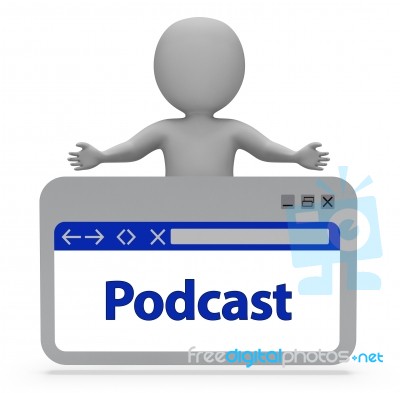 Podcast Webpage Indicates Download Webcast 3d Rendering Stock Image