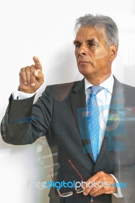 Pointing On Glass Stock Photo Pointing On Glass Stock Photo