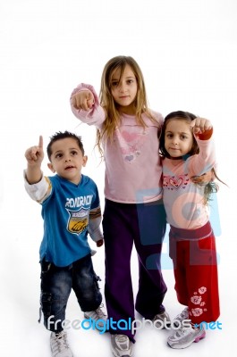 Pointing Sweet Little Children Stock Photo
