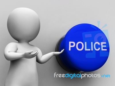 Police Button Means Law Enforcement Or Officer Stock Image