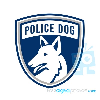 Police Dog Shield Mascot Stock Image