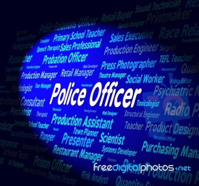 Police Officer Shows Law Enforcement And Administrator Stock Image