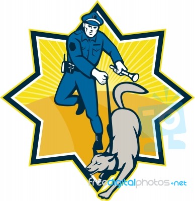 Policeman Police Dog Canine Team Stock Image