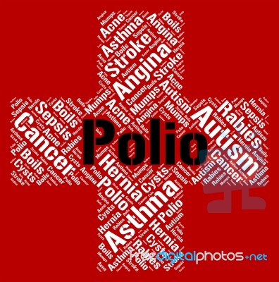 Polio Word Indicates Poor Health And Poliomyelitis Stock Image