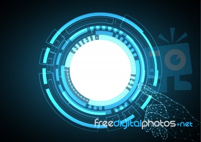 Polygon Hand Touch Point Technology Circle Stock Image