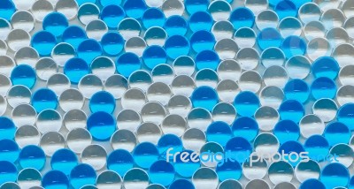 Polymer Gel. Gel Balls. Balls Of Blue And Transparent Hydrogel, Stock Photo