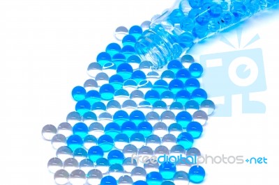 Polymer Gel. Gel Balls. Balls Of Blue And Transparent Hydrogel, Stock Photo