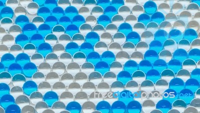 Polymer Gel. Gel Balls. Balls Of Blue And Transparent Hydrogel, Stock Photo