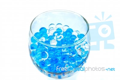 Polymer Gel. Gel Balls. Balls Of Blue And Transparent Hydrogel, Stock Photo