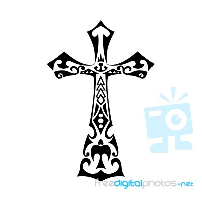 Polynesian Cross Tribal Tattoo Stock Image