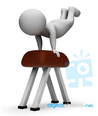 Pommel Horse Shows Working Out And Athletic 3d Rendering Stock Image