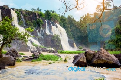 Pongour Falls  Beautiful Waterfall  In Rain Season ,dalat ,vietn… Stock Photo