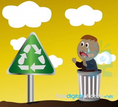 Poor Boy With Recycle Sign Stock Image