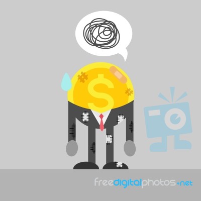Poor Coin Business Man Injured Stock Image
