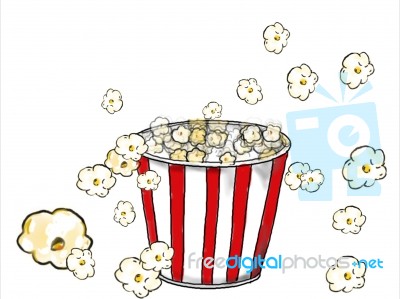 Popcorn Popping Drawing Color Stock Image