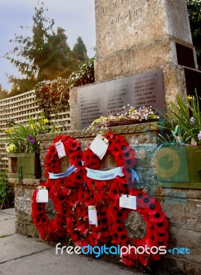 Poppies On A British War Memorial Stock Photo