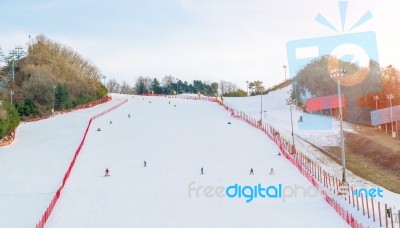 Popular Winter Ski Sports Stock Photo