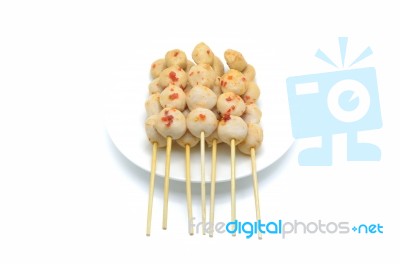 Pork Ball Skewers Stock Photo