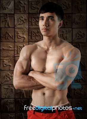 Portrait Muscular Male Stock Photo