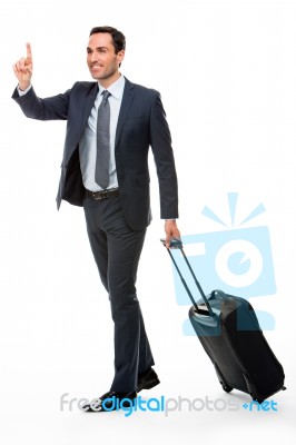 Portrait Of A Businessman With Suitcase Stock Photo