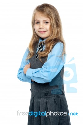 Portrait Of A Cute Little Schoolgirl Stock Photo