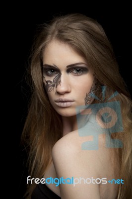 Portrait Of A Girl With Fantasy Make Up Stock Photo
