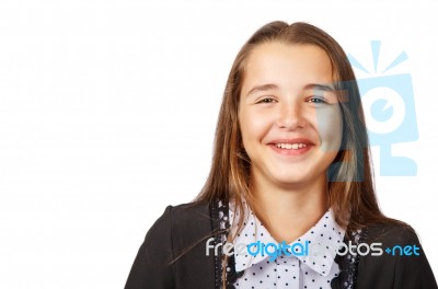Portrait Of A Smiling Teenage Girl Stock Photo