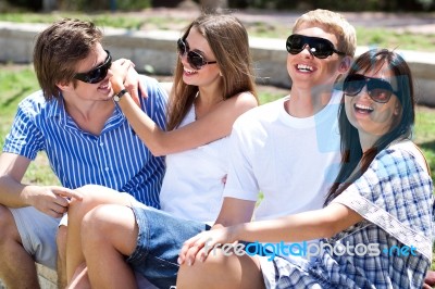 Portrait Of A Young Group Laughing Stock Photo