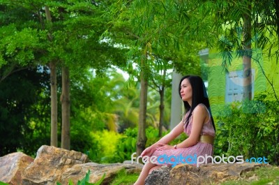 Portrait Of Asian Woman Stock Photo
